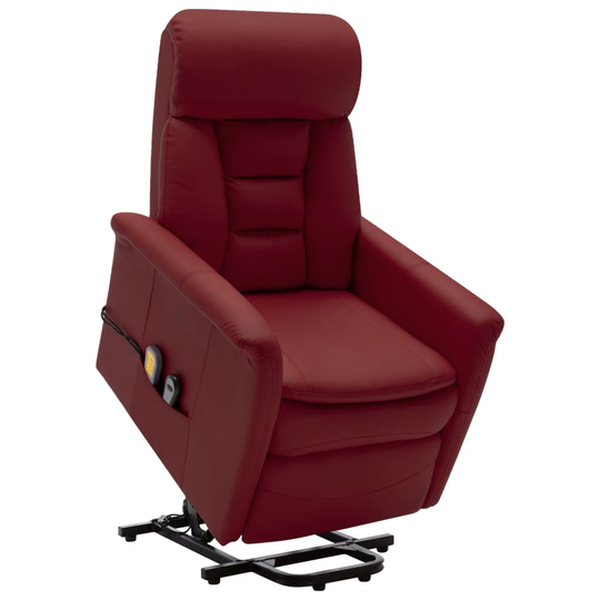 vidaXL Massagefåtölj med uppresningsfunktion vinröd konstläder