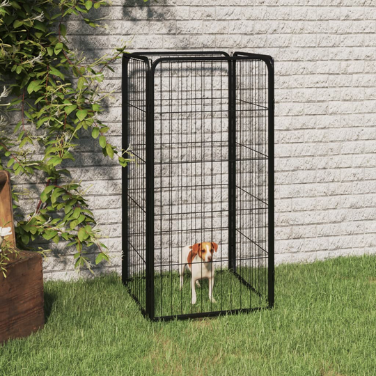 vidaXL Hundbur 4 paneler svart 50x100 cm pulverlackerat stål