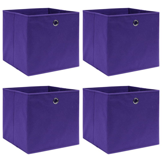 vidaXL Förvaringslådor 4 st non-woven tyg 28x28x28 cm lila