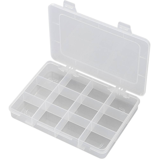 TRU COMPONENTS E-110 Låda (L x B x H) 184 x 124 x 25 mm Antal fack: 12 fast underavdelning