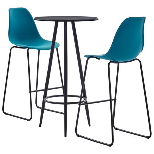 vidaXL Bargrupp 3 delar plast turkos