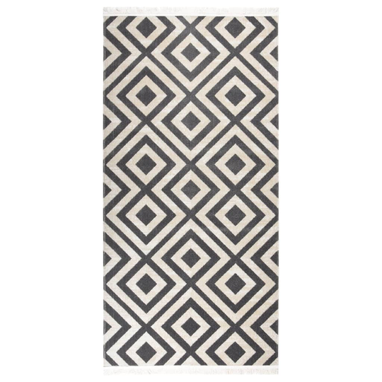 vidaXL Utomhusmatta plattvävd 100x200 cm ljussvart och ljusbeige
