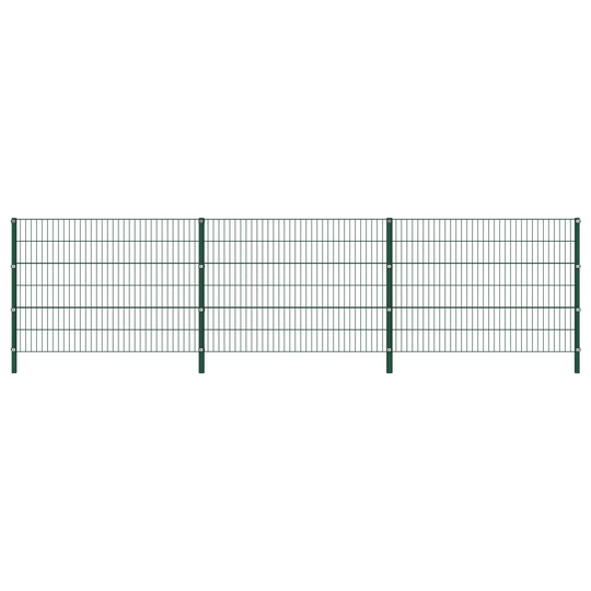 vidaXL Stängselpanel med stolpar järn 5,1x1,2 m grön