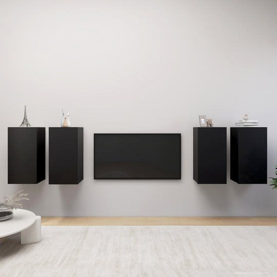 vidaXL TV-skåp 4 delar svart 30,5x30x60 cm spånskiva