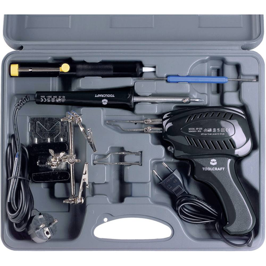 TOOLCRAFT SK 3000 Lödkolvset 230 V 100 W förnicklad lödspets inkl. Lödpistol, inkl. Förvaring, inkl. Lödställ/Hållare, inkl. Tennsug, inkl.
