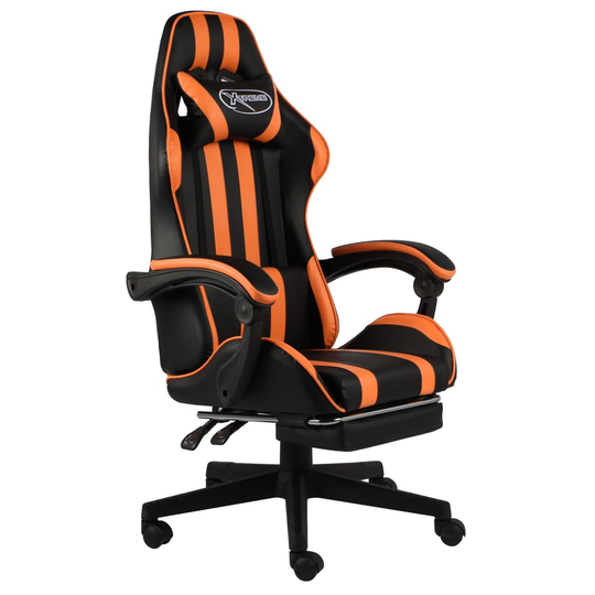 vidaXL Gamingstol med fotstöd svart och orange konstläder