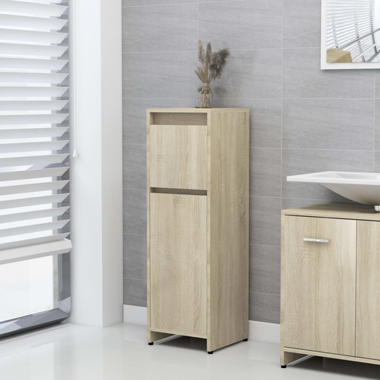 vidaXL Badrumsskåp sonoma-ek 30x30x95 cm spånskiva