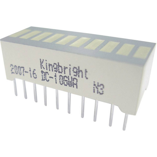 Kingbright DC-10GWA LED stapelgraf 10x Grön (B x H x D) 25.4 x 10.16 x 8 mm
