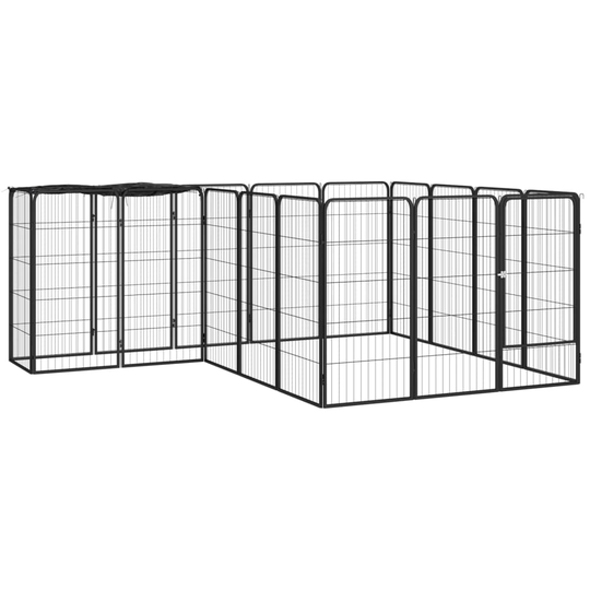 vidaXL Hundbur 18 paneler svart 50x100 cm pulverlackerat stål