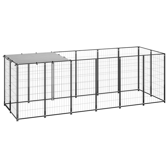 vidaXL Hundgård svart 330x110x110 cm stål