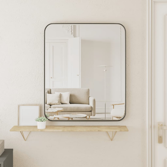 vidaXL Väggmonterad spegel svart 50x60 cm rektangulär
