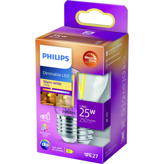 Philips Lighting LED N/A N/A 2.5 W = 25 W Varmvit (Ø x L) 45 mm x 78 mm 1 st