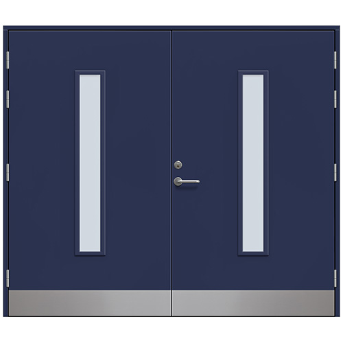 Slagport Stehag 2400 x 2100 mm, Frostat glas, Marinblå