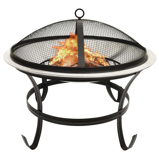 vidaXL 2-i-1 Eldstad grill och eldgaffel 56x56x49 cm rostfritt stål