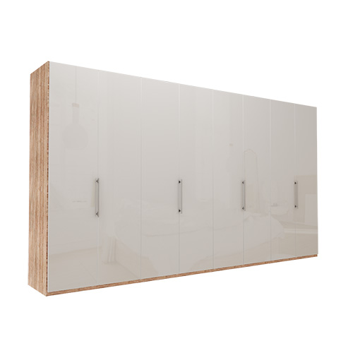 Garderob Atlanta - Ljus rustik ek 400 cm, 236 cm, Utan kornisch / ram