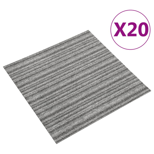 vidaXL Textilplattor 20 st 5 m² 50x50 cm grå ränder