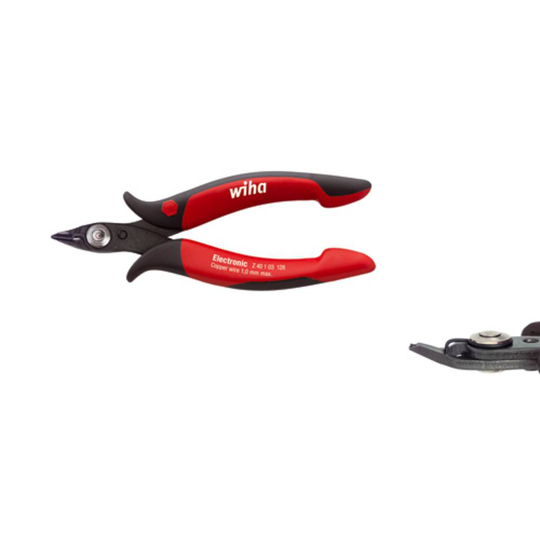 Elektronik och finmekanik Sidoskärare utan facett 128 mm Wiha Diagonal cutters Electronic 1,0mm 21° red-black 128mm 26813