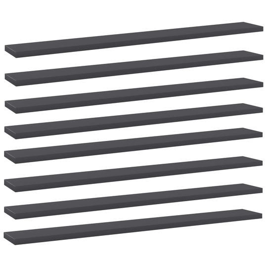 vidaXL Hyllplan 8 st grå 80x10x1,5 cm spånskiva