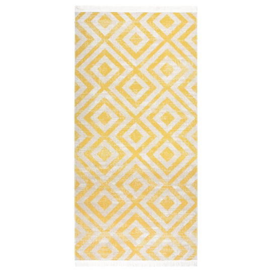 vidaXL Utomhusmatta plattvävd 100x200 cm gul och beige