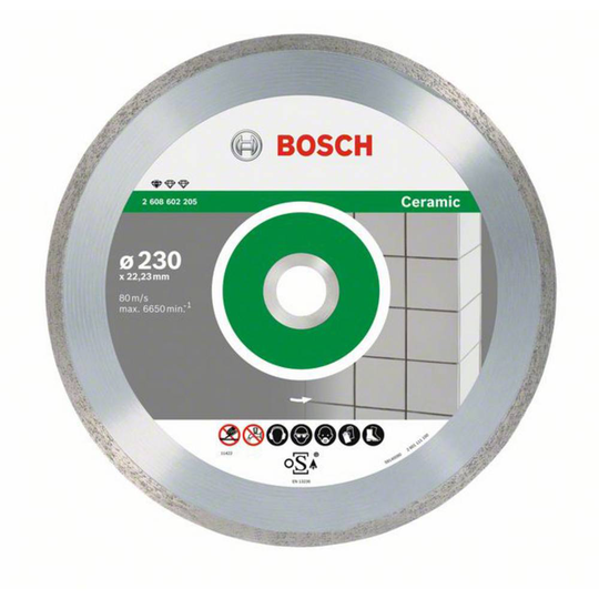 Diamantkapskiva Standard for Ceramic - 230 x 22,23 x 1,6 x 7 mm Bosch Accessories 2608603234 Diameter 230 mm Inner-Ø 22.23 mm 10 st