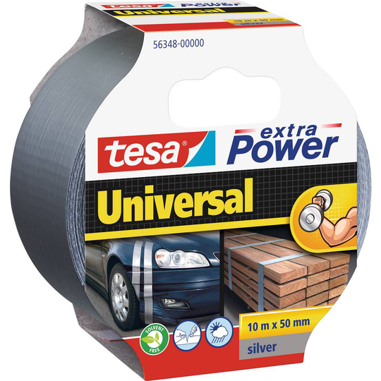 tesa UNIVERSAL 56348-00000-06 Tygtejp tesa® extra Power Silver (L x B) 10 m x 50 mm 1 st