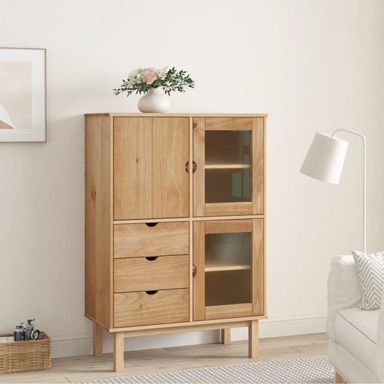 vidaXL Högskåp 85x43x125 cm massiv furu