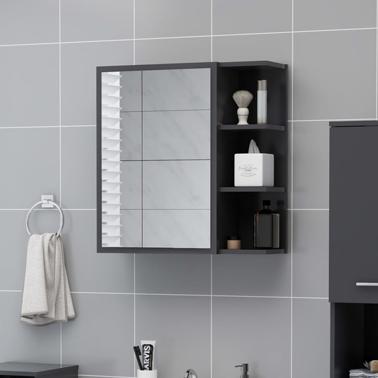 vidaXL Spegelskåp för badrum grå 62,5x20,5x64 cm spånskiva