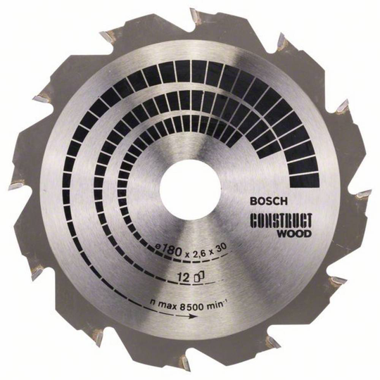 Bosch Accessories Construct Wood 2608640632 Hårdmetall cirkelsågklinga 180 x 30 x 2.6 mm Antal tänder (per tum): 12 1 st