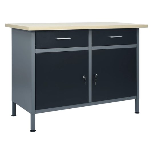vidaXL Arbetsbänk svart 120x60x85 cm stål