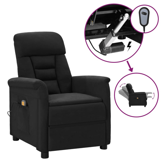 vidaXL Elektrisk massagefåtölj svart konstmocka
