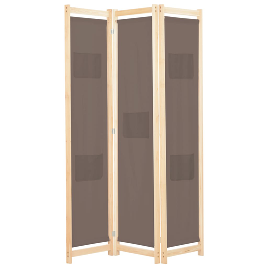 vidaXL Rumsavdelare 3 paneler 120x170x4 cm brun tyg