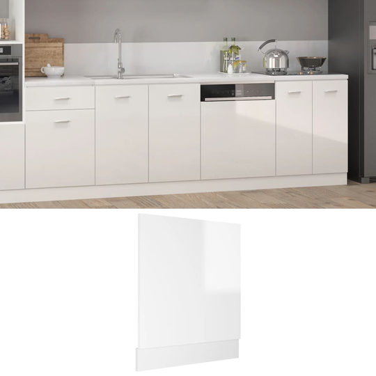 vidaXL Front för diskmaskin vit högglans 59,5x3x67 cm konstruerat trä