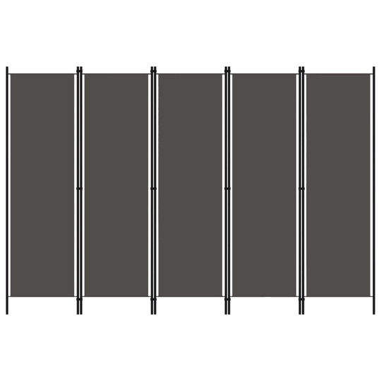 vidaXL Rumsavdelare 5 paneler antracit 250x180 cm