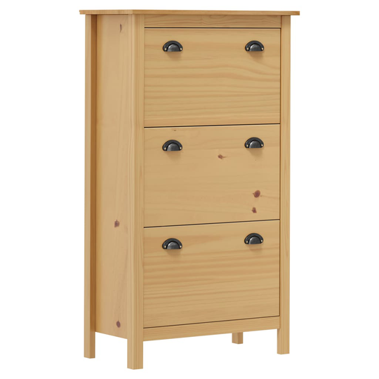vidaXL Skoskåp Hill Range honungsbrun 72x35x124cm massiv furu