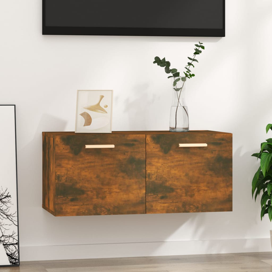 vidaXL TV-bänk rökfärgad ek 80x35x36,5 cm konstruerat trä