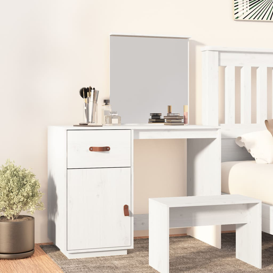 vidaXL Sminkbord Vit 95x50x134 cm massiv furu