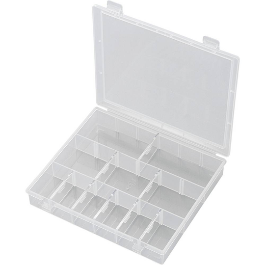 TRU COMPONENTS SG18-011 Låda (L x B x H) 170 x 140 x 25 mm Antal fack: 18 rörlig underavdelning