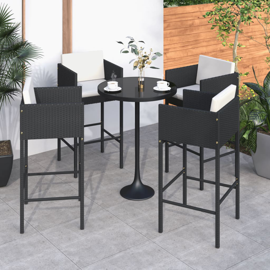 vidaXL Barstolar med dynor 4 st svart konstrotting