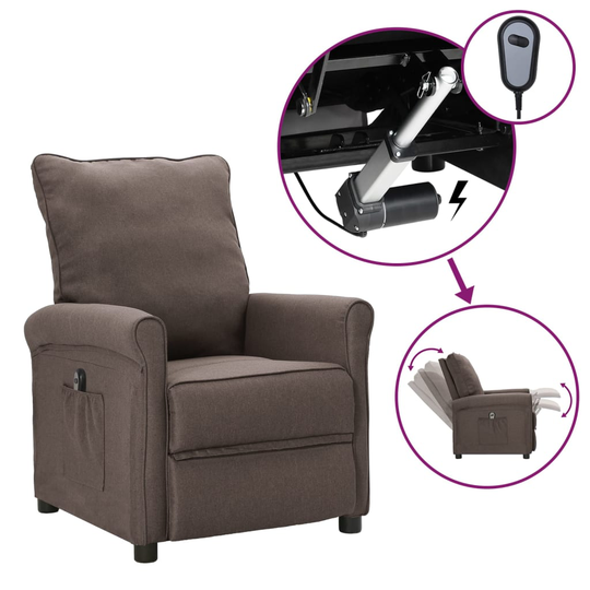 vidaXL Elektrisk reclinerfåtölj taupe tyg