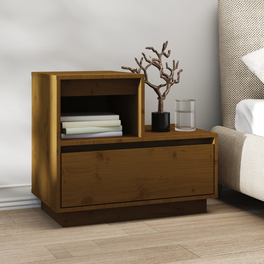 vidaXL Sängbord honungsbrun 60x34x51 cm massiv furu