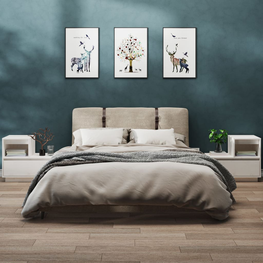 vidaXL Sängbord 2 st vit 60x34x51 cm massiv furu