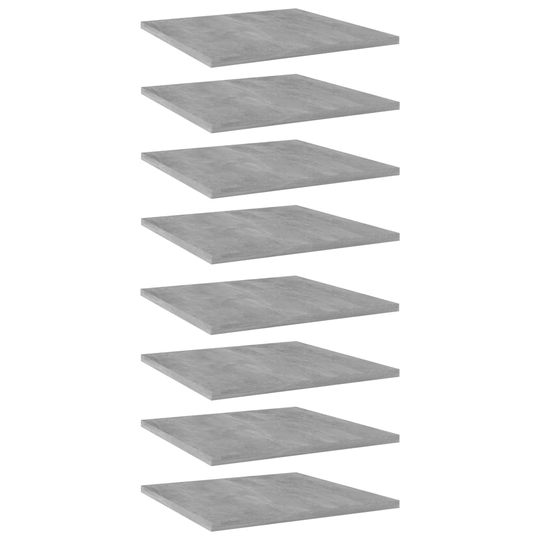 vidaXL Hyllplan 8 st betonggrå 40x40x1,5 cm spånskiva