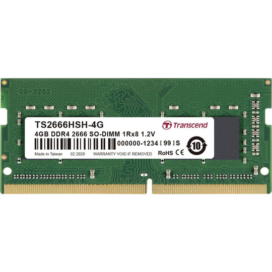 Transcend TS2666HSH-4G Internminne Laptop Modul 4 GB 1 x 4 GB DDR4 2666 MHz CL19