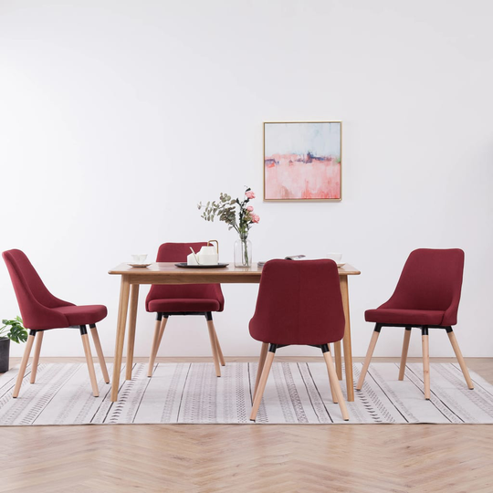 vidaXL Matstolar 4 st vinröd tyg