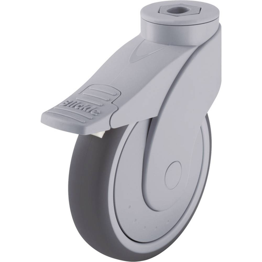 Blickle 743103 125 mm design-plast-länkhjul WAVE med fixering Utförande Länkhjul med bulthål och stopp-fix-bromsar