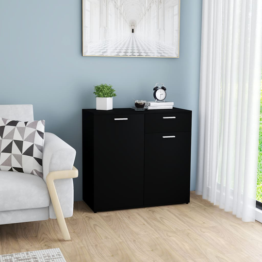 vidaXL Skänk svart 80x36x75 cm spånskiva