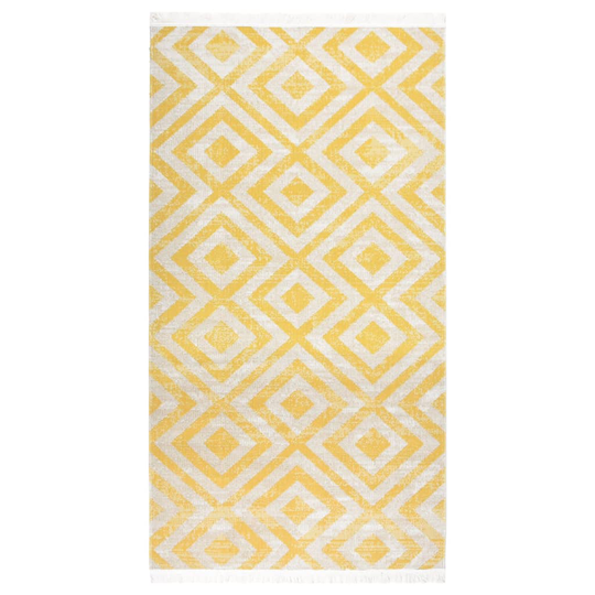 vidaXL Utomhusmatta plattvävd 80x150 cm gul och beige