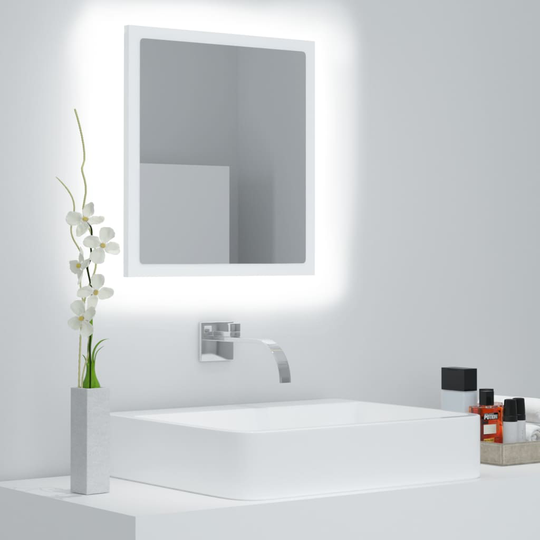 vidaXL Badrumsspegel med LED vit 40x8,5x37 cm konstruerat trä