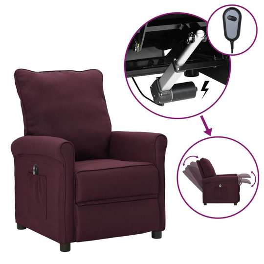 vidaXL Elektrisk reclinerfåtölj lila tyg