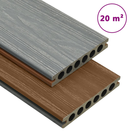 vidaXL WPC-golvplattor med tillbehör brun och grå 20 m² 2,2 m